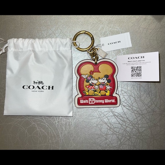 NWT Disney x Coach Bag Charm Mickey Minnie holding hands camara retro - Picture 5 of 8